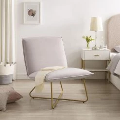 LauraLee Blush Pink Polyester Velvet Seat Accent Chair by Linon Home Decor -Linon Home Decor Shop blush pink linon home decor accent chairs thd04097 1f 1000