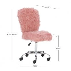 Lacey Blush Pink Faux Fur Task Chair with Adjustable Seating by Linon Home Decor -Linon Home Decor Shop blush pink linon home decor task chairs thd03530 44 1000