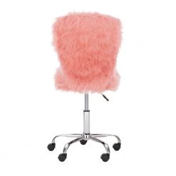 Lacey Blush Pink Faux Fur Task Chair with Adjustable Seating by Linon Home Decor -Linon Home Decor Shop blush pink linon home decor task chairs thd03530 66 1000
