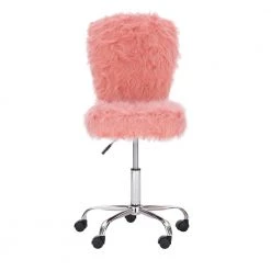 Lacey Blush Pink Faux Fur Task Chair with Adjustable Seating by Linon Home Decor -Linon Home Decor Shop blush pink linon home decor task chairs thd03530 c3 1000