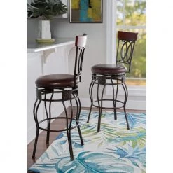 Brian 46"H Bronze Metal OX Back 30" Seat Height Bar Stool with Padded Vinyl Seat and Swivel Motion by Linon Home Decor -Linon Home Decor Shop bronze linon home decor bar stools thd03469 c3 1000