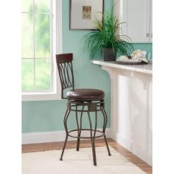 Thomas 30" Oval Back Bronze Upholstered Barstool by Linon Home Decor -Linon Home Decor Shop bronze linon home decor bar stools thd03502 31 1000