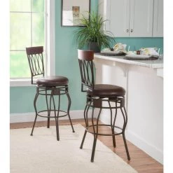 Thomas 30" Oval Back Bronze Upholstered Barstool by Linon Home Decor -Linon Home Decor Shop bronze linon home decor bar stools thd03502 4f 1000