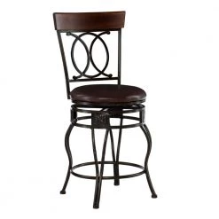 Lewis 24 in. Bronze Back Metal Swivel Counter Stool by Linon Home Decor