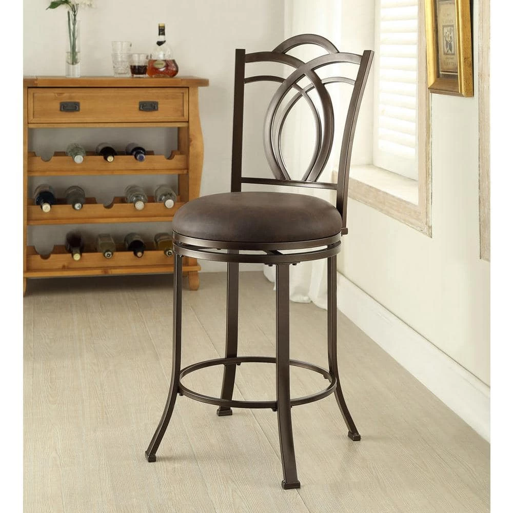 Calif 24 in. Coffee Brown Cushioned Bar Stool by Linon Home Decor 9 Calif 24 in. Coffee Brown Cushioned Bar Stool by Linon Home Decor - Image 7