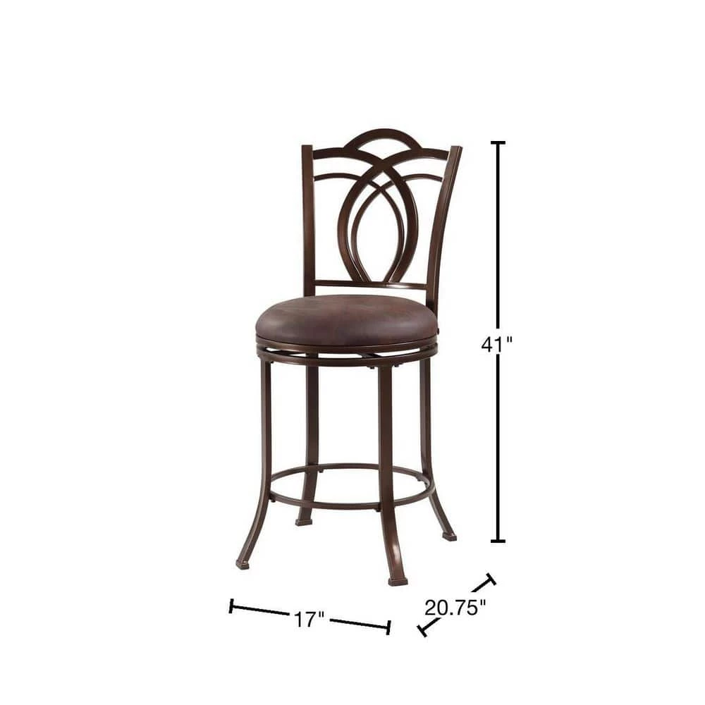 Calif 24 in. Coffee Brown Cushioned Bar Stool by Linon Home Decor 5 Calif 24 in. Coffee Brown Cushioned Bar Stool by Linon Home Decor - Image 3