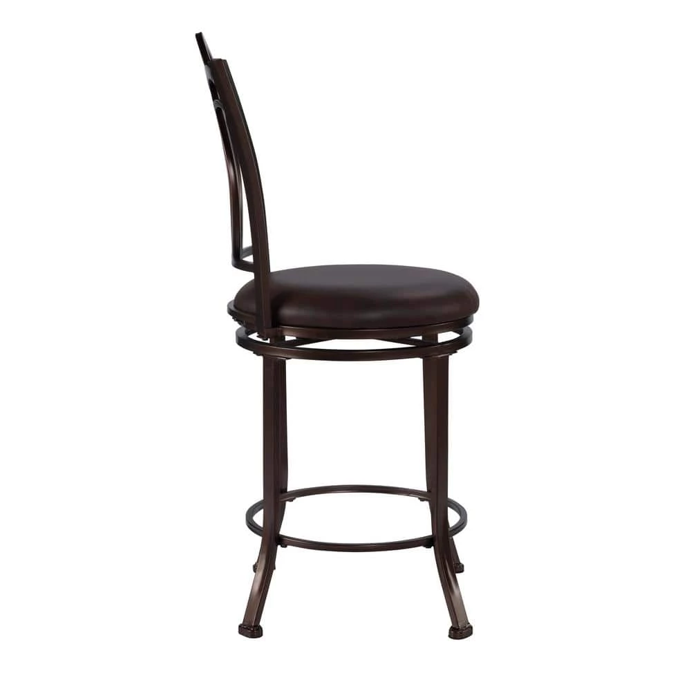 Calif 24 in. Coffee Brown Cushioned Bar Stool by Linon Home Decor 4 Calif 24 in. Coffee Brown Cushioned Bar Stool by Linon Home Decor - Image 2