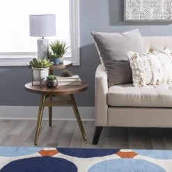 Josie 30 in. W Brown and Gold Round Wood Top Side Table (2-Tiered) by Linon Home Decor -Linon Home Decor Shop brown gold linon home decor end side tables hd221858 31 1000