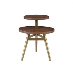 Josie 30 in. W Brown and Gold Round Wood Top Side Table (2-Tiered) by Linon Home Decor -Linon Home Decor Shop brown gold linon home decor end side tables hd221858 c3 1000