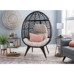 Alessandra Brown Aluminum Frame with Thick Natural Polyester Cushions Round Chair by Linon Home Decor -Linon Home Decor Shop brown linon home decor accent chairs thd03199 31 1000
