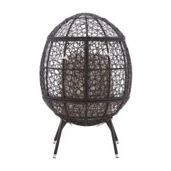 Alessandra Brown Aluminum Frame with Thick Natural Polyester Cushions Round Chair by Linon Home Decor -Linon Home Decor Shop brown linon home decor accent chairs thd03199 66 1000