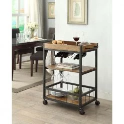 Austin Brown Bar Cart with Wine Rack by Linon Home Decor -Linon Home Decor Shop brown linon home decor bar carts 464908mtl01u 31 1000