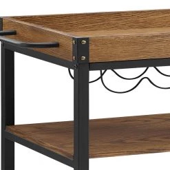 Austin Brown Bar Cart with Wine Rack by Linon Home Decor -Linon Home Decor Shop brown linon home decor bar carts 464908mtl01u 4f 1000