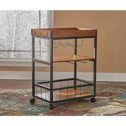 Austin Brown Bar Cart with Wine Rack by Linon Home Decor -Linon Home Decor Shop brown linon home decor bar carts 464908mtl01u d4 1000