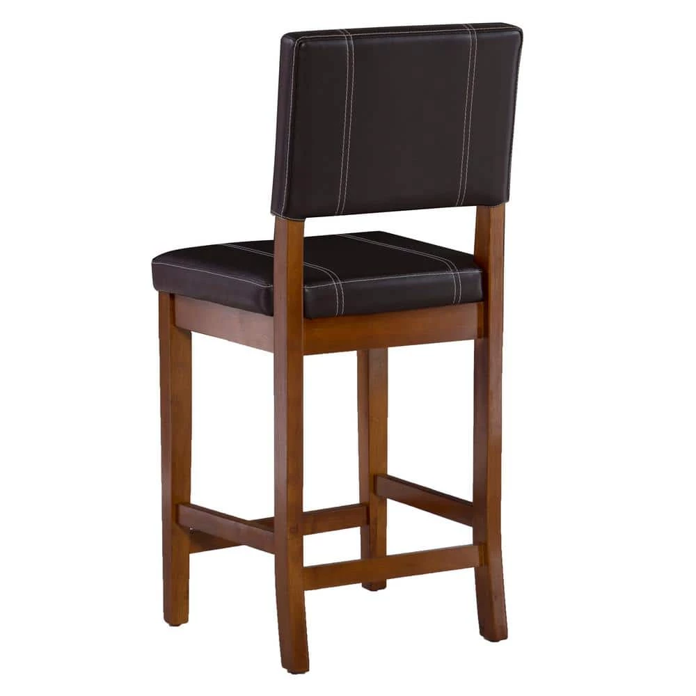 Milano 24 in. Dark Brown Cushioned Bar Stool by Linon Home Decor 4 Milano 24 in. Dark Brown Cushioned Bar Stool by Linon Home Decor - Image 2