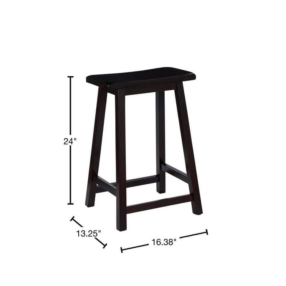 Saddle 24 in. Dark Brown Bar Stool by Linon Home Decor 5 Saddle 24 in. Dark Brown Bar Stool by Linon Home Decor - Image 3