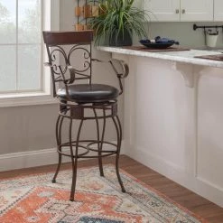 Labelle 47.75 in. H Dark Bronze Big & Tall Arm Barstool by Linon Home Decor -Linon Home Decor Shop brown linon home decor bar stools hd221910 31 1000