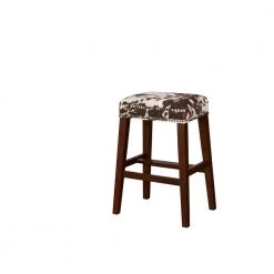 Will 30 in. Brown Cow Print and Walnut Bar Stool by Linon Home Decor