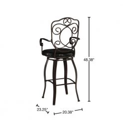 Greta 48.38"H Bronze Crested Back Metal 30" Seat Height Bar Stool with Faux Leather Padded Seat by Linon Home Decor -Linon Home Decor Shop brown linon home decor bar stools thd03217 40 1000