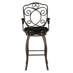 Greta 48.38"H Bronze Crested Back Metal 30" Seat Height Bar Stool with Faux Leather Padded Seat by Linon Home Decor -Linon Home Decor Shop brown linon home decor bar stools thd03217 66 1000