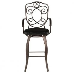 Greta 48.38"H Bronze Crested Back Metal 30" Seat Height Bar Stool with Faux Leather Padded Seat by Linon Home Decor -Linon Home Decor Shop brown linon home decor bar stools thd03217 c3 1000