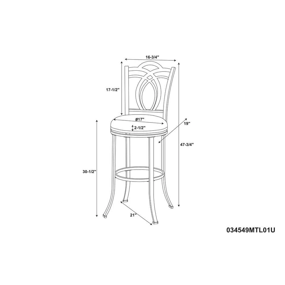 Khalif 47"H Brown Metal Decorative Back 30.5" Seat Height Bar Stool with Faux Leather Padded Seat by Linon Home Decor 5 Khalif 47"H Brown Metal Decorative Back 30.5" Seat Height Bar Stool with Faux Leather Padded Seat by Linon Home Decor - Image 3