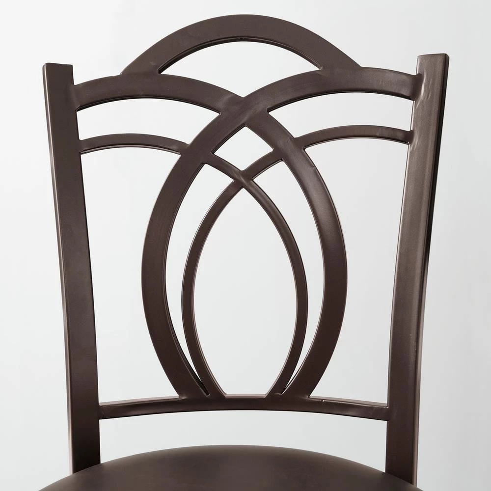 Khalif 47"H Brown Metal Decorative Back 30.5" Seat Height Bar Stool with Faux Leather Padded Seat by Linon Home Decor 4 Khalif 47"H Brown Metal Decorative Back 30.5" Seat Height Bar Stool with Faux Leather Padded Seat by Linon Home Decor - Image 2