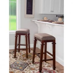 Nelson 30 in. Brown Backless Brown tweed Upholstered Barstool by Linon Home Decor -Linon Home Decor Shop brown linon home decor bar stools thd03529 4f 1000