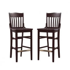 Thaler Brown 45.5 in. in. Barstool w/wood seat (Set of 2) by Linon Home Decor
