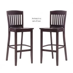 Elihu Brown Barstool with Wood Seat (2 pk) by Linon Home Decor