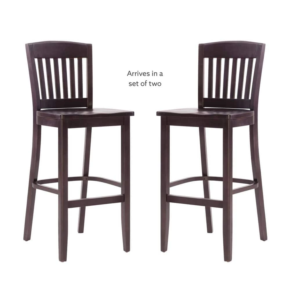 Elihu Brown Barstool with Wood Seat (2 pk) by Linon Home Decor 3 Elihu Brown Barstool with Wood Seat (2 pk) by Linon Home Decor