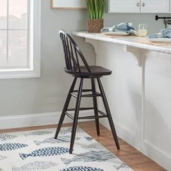 Renee 44 in. Brown Windsor Back Wood Bar Height Stool with Wood-Seat (Set of 2) by Linon Home Decor -Linon Home Decor Shop brown linon home decor bar stools thdac3794 44 1000