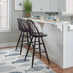 Renee 44 in. Brown Windsor Back Wood Bar Height Stool with Wood-Seat (Set of 2) by Linon Home Decor -Linon Home Decor Shop brown linon home decor bar stools thdac3794 fa 1000