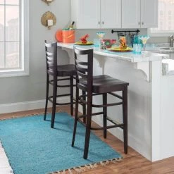 Brian 44.5 in. Brown Curved Wood Ladder Back Bar Stool with Wood Seat (Set of 2) by Linon Home Decor -Linon Home Decor Shop brown linon home decor bar stools thdac3820 fa 1000