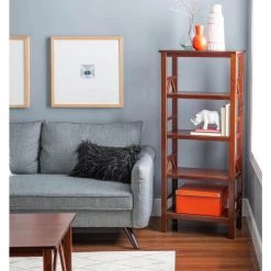 Titus 54.75"H Brown Wood Vertical Four-Shelf Bookcase with Tobacco Finish by Linon Home Decor -Linon Home Decor Shop brown linon home decor bookcases bookshelves thd03435 31 1000