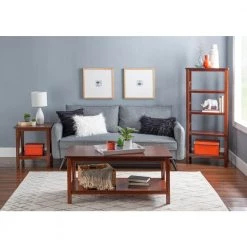 Titus 54.75"H Brown Wood Vertical Four-Shelf Bookcase with Tobacco Finish by Linon Home Decor -Linon Home Decor Shop brown linon home decor bookcases bookshelves thd03435 4f 1000