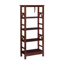 Titus 54.75"H Brown Wood Vertical Four-Shelf Bookcase with Tobacco Finish by Linon Home Decor