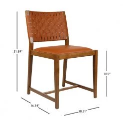 Carlo Light Brown Wood with Interwoven Brown Leather Dining Chair by Linon Home Decor -Linon Home Decor Shop brown linon home decor dining chairs thd03194 4f 1000