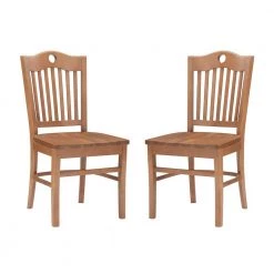 Edgar Brown Wood with Wood Seat Side Chair (Set of 2) by Linon Home Decor