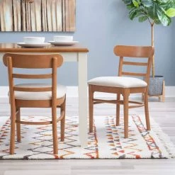 Monty Brown Wood with Cream Upholstered Seat Side Chair (Set of 2) by Linon Home Decor -Linon Home Decor Shop brown linon home decor dining chairs thdac3841 31 1000