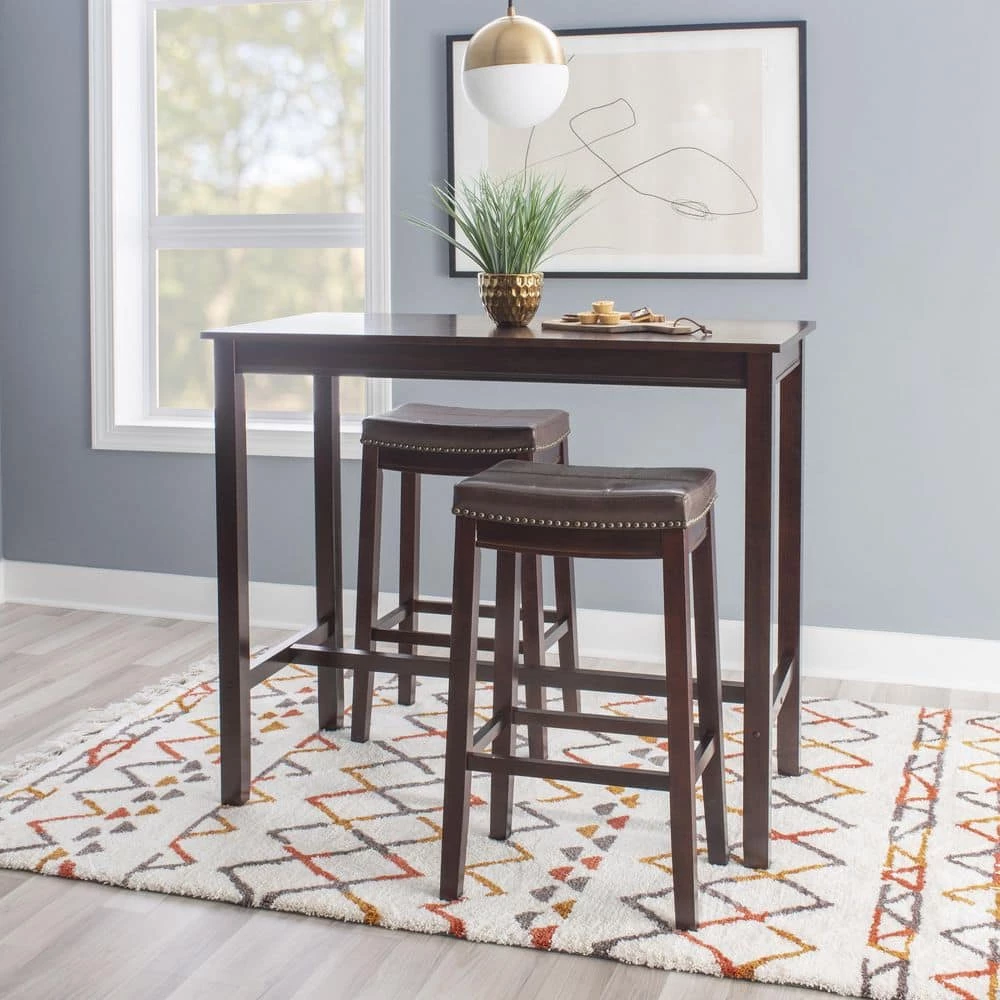 Concord 3-Pieces Brown Wood Top Bar Set by Linon Home Decor 13 Concord 3-Pieces Brown Wood Top Bar Set by Linon Home Decor - Image 11