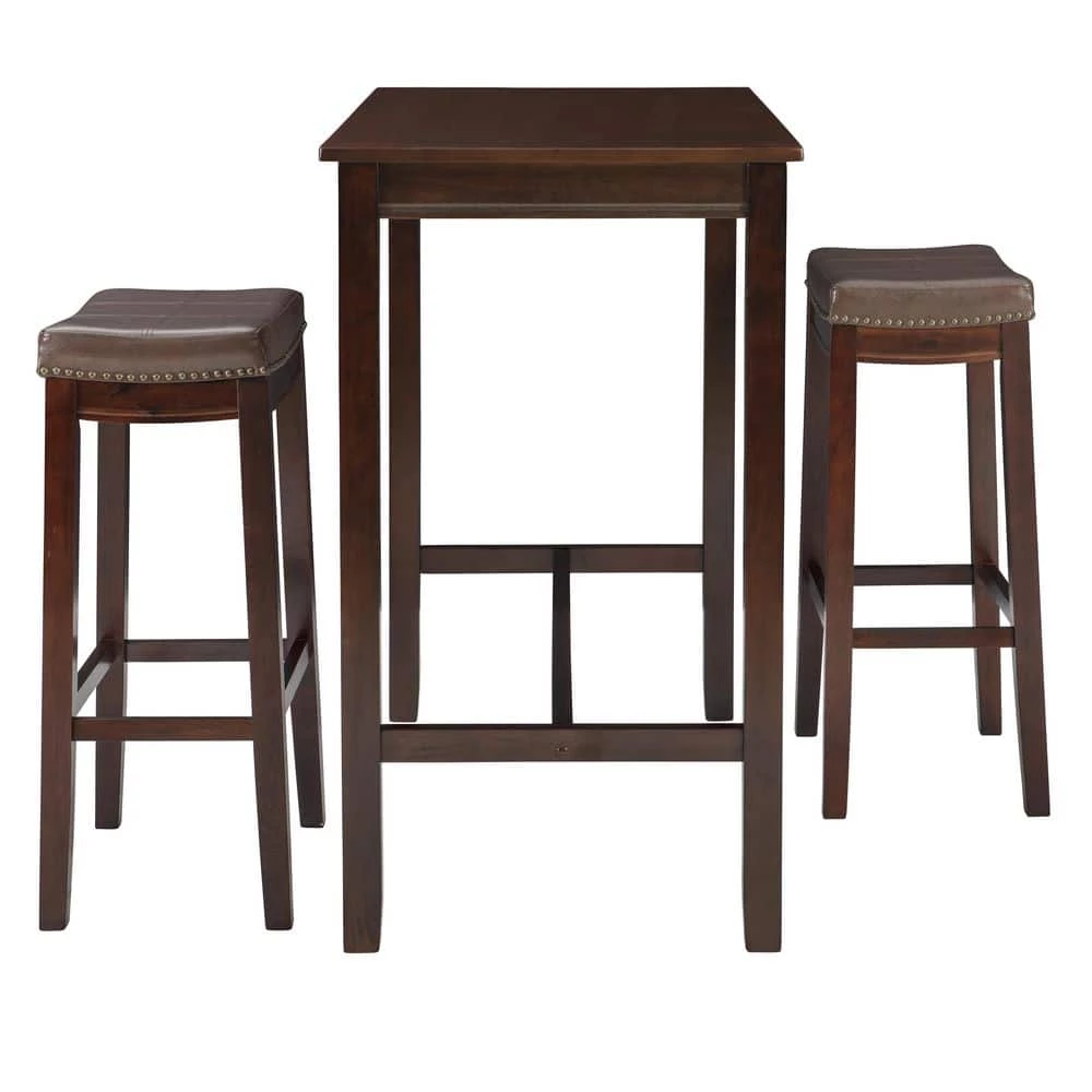 Concord 3-Pieces Brown Wood Top Bar Set by Linon Home Decor 4 Concord 3-Pieces Brown Wood Top Bar Set by Linon Home Decor - Image 2