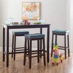 Concord 3-Pieces Brown and Blue Wood Top Bar Set by Linon Home Decor -Linon Home Decor Shop brown linon home decor dining room sets thd04121 31 1000