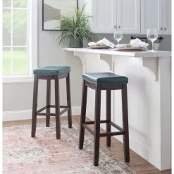 Concord 3-Pieces Brown and Blue Wood Top Bar Set by Linon Home Decor -Linon Home Decor Shop brown linon home decor dining room sets thd04121 66 1000