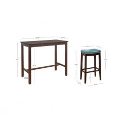 Concord 3-Pieces Brown and Blue Wood Top Bar Set by Linon Home Decor -Linon Home Decor Shop brown linon home decor dining room sets thd04121 77 1000