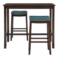 Concord 3-Pieces Brown and Blue Wood Top Bar Set by Linon Home Decor -Linon Home Decor Shop brown linon home decor dining room sets thd04121 c3 1000
