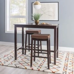 Concord 3-Pieces Brown and Cognac Wood Top Bar Set by Linon Home Decor -Linon Home Decor Shop brown linon home decor dining room sets thd04122 31 1000