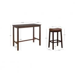 Concord 3-Pieces Brown and Cognac Wood Top Bar Set by Linon Home Decor -Linon Home Decor Shop brown linon home decor dining room sets thd04122 77 1000
