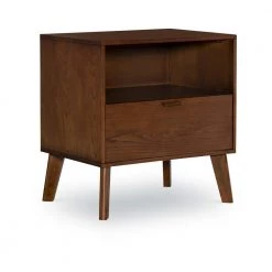 William 1-Drawer Medium Brown Nightstand 27 in. H x 25.25 in. W x 18.5 in. D by Linon Home Decor