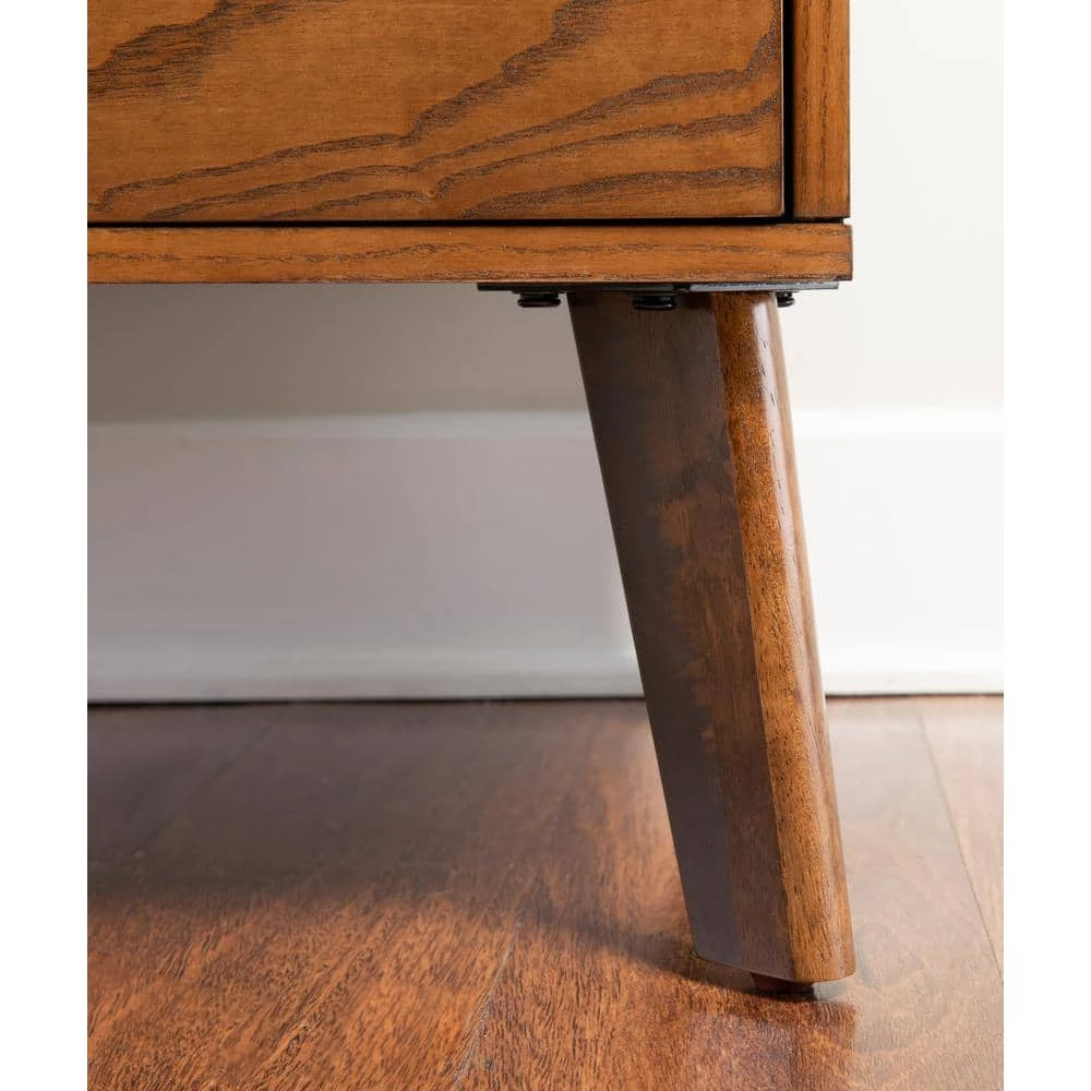 William 2-Drawer Medium Brown Nightstand 27 in. H x 25.25 in. W x 18.5 in. D by Linon Home Decor 6 William 2-Drawer Medium Brown Nightstand 27 in. H x 25.25 in. W x 18.5 in. D by Linon Home Decor - Image 4